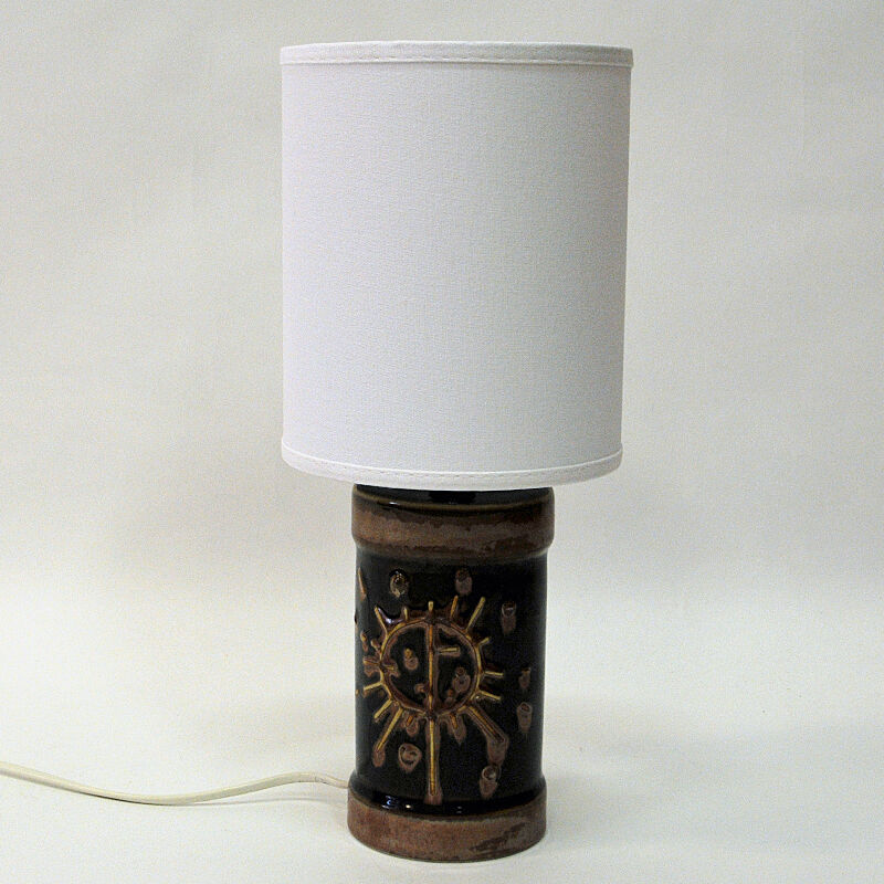 Tablelamp of brown glazed ceramics by Carl Harry Stålhane - Sweden 1960s