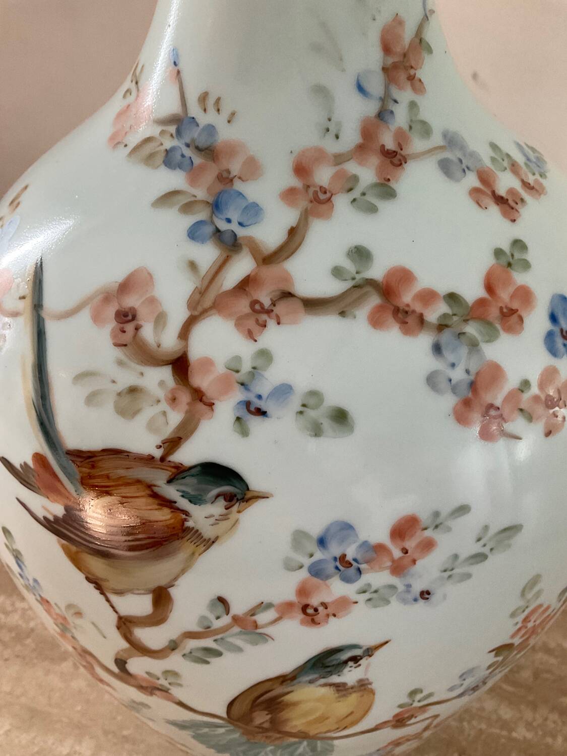 Signed lamp base in enameled porcelain