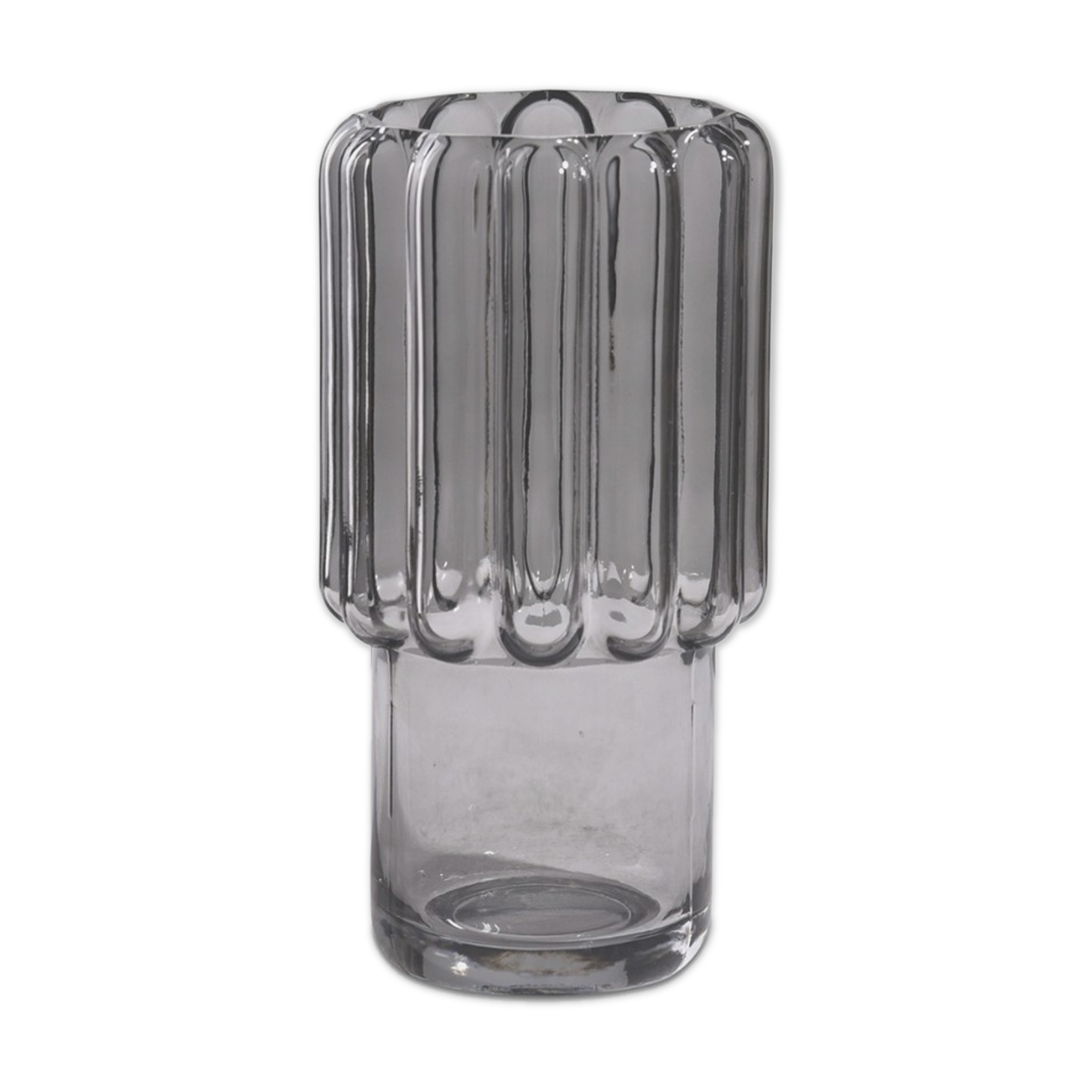Grey glass vase with wide streaks 23cm