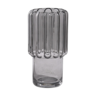 Grey glass vase with wide streaks 23cm