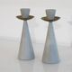 Pair of Swedish candlesticks in painted wood and brass
