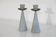 Pair of Swedish candlesticks in painted wood and brass