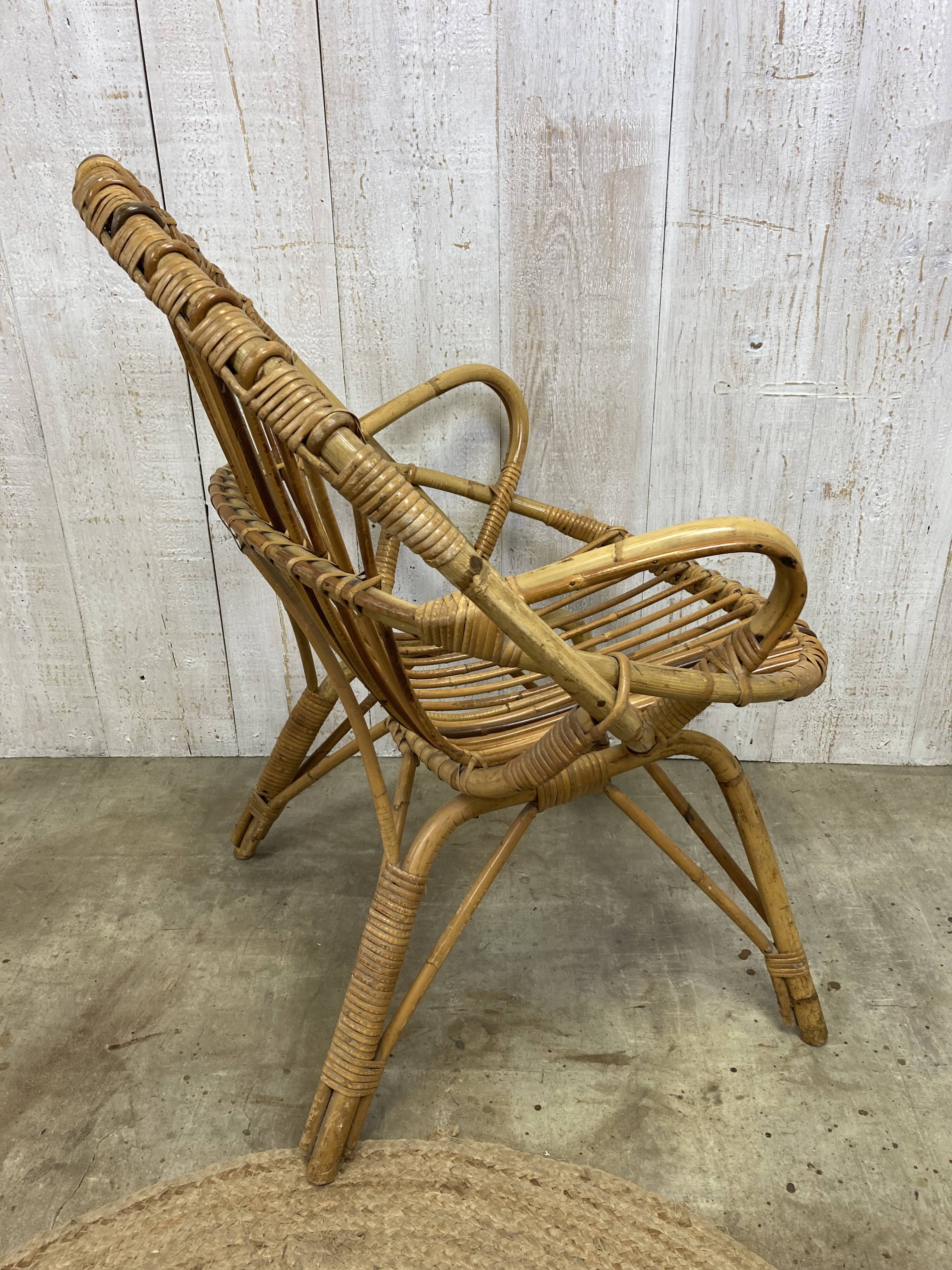 Pair of vintage rattan armchairs