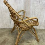 Pair of vintage rattan armchairs