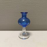 Vase with trumpet-shaped foot, in translucent and blue glass, model Lagune, 1974.