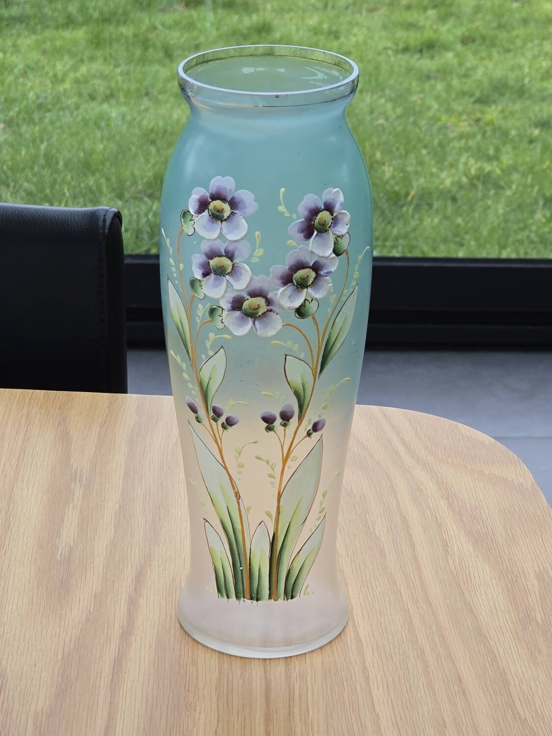Glass vase with enamel flowers circa 1900