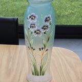 Glass vase with enamel flowers circa 1900