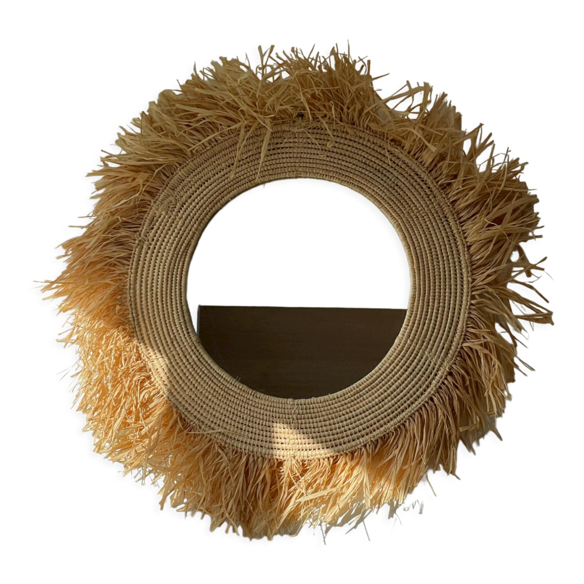 Mirror in raffia, 47 cm