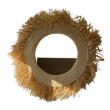 Mirror in raffia, 47 cm