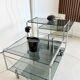 Coffee table / chrome and smoked glass by Max Sauze