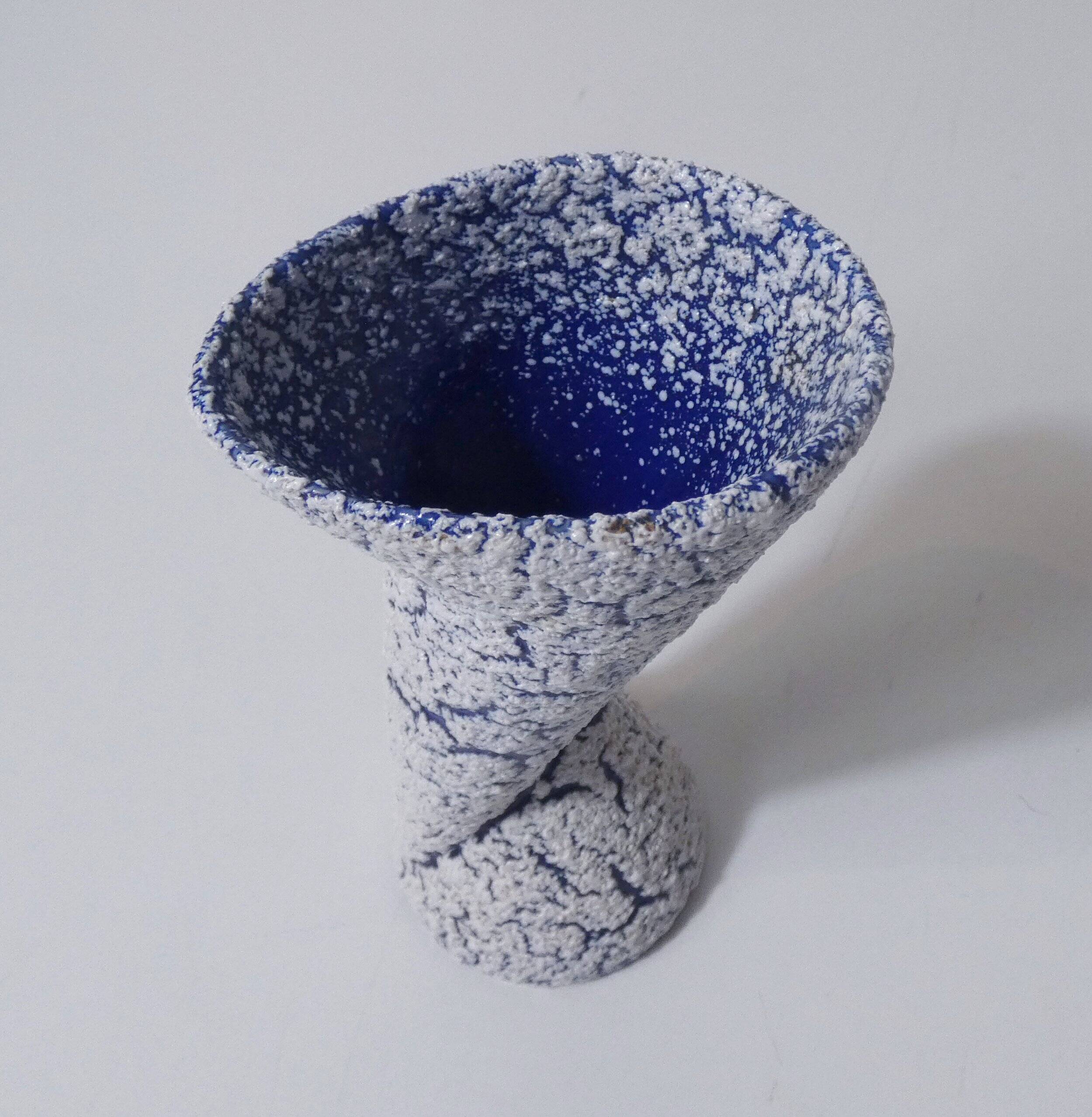 Vintage asymmetrical diabolo vase in snow stoneware