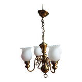 Brass glass chandelier