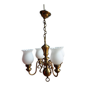 Brass glass chandelier