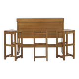 Bar et tabourets hauts en orme massif édités par le groupe Regain année 80