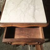 Walnut and marble bedside table