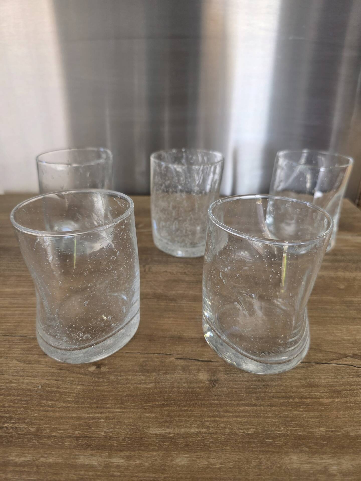 5 engraved bubble glass cups BIOT Free-form pinched (H 10 cm)