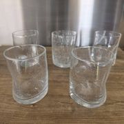 5 engraved bubble glass cups BIOT Free-form pinched (H 10 cm)