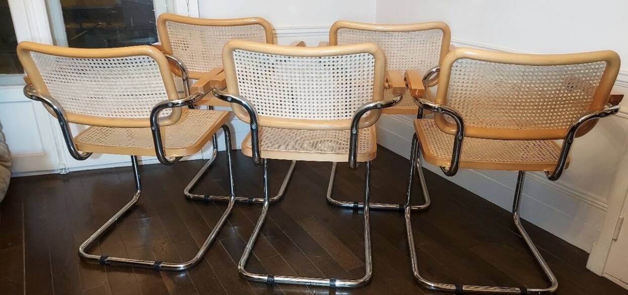 Cesca B64 vintage chair with armrests - Marcel Breuer in light beech - Vintage - Made in Italy - 80s (6 available)