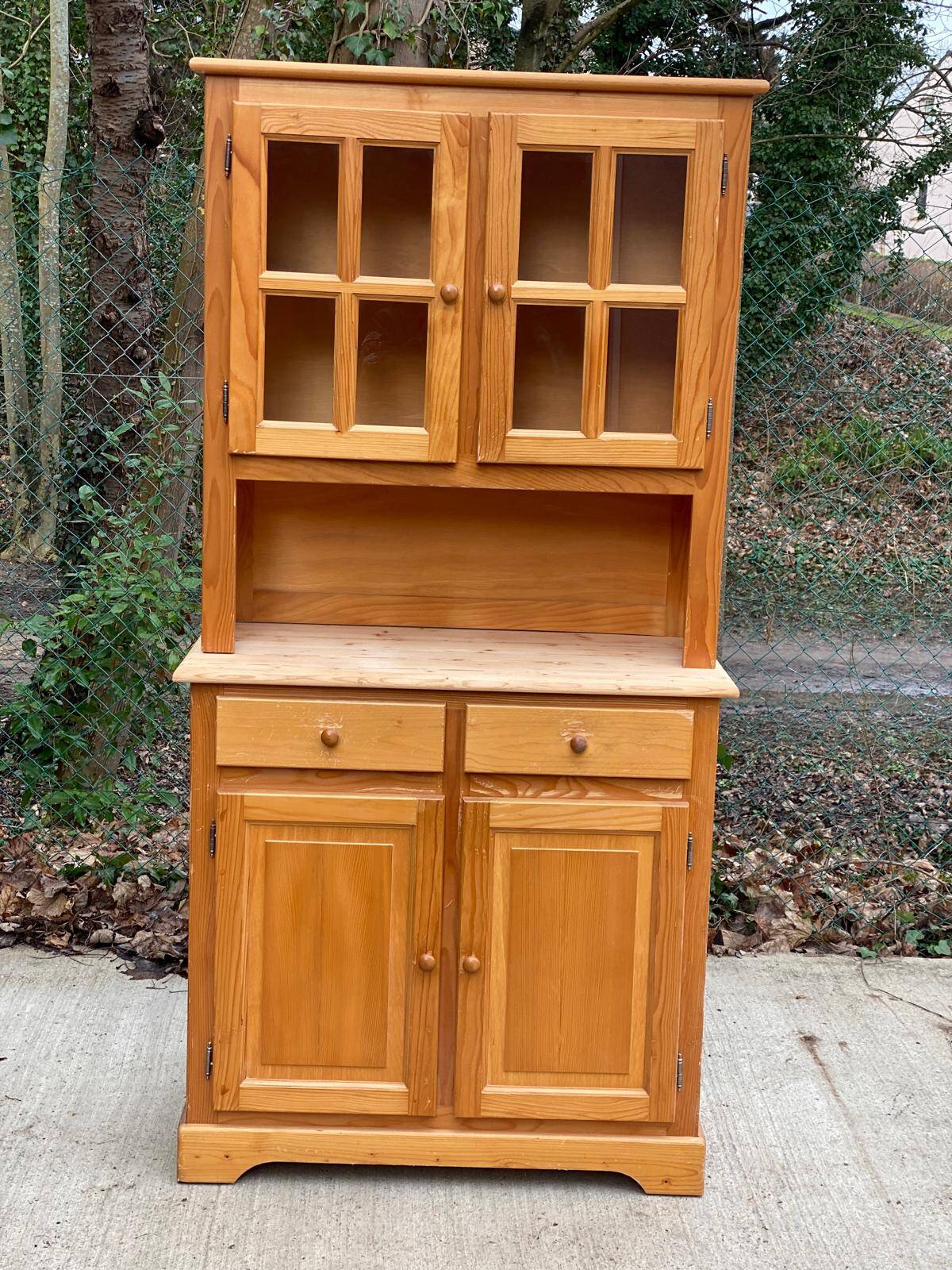 2-part solid wood buffet display cabinet kitchen storage cabinet 94cm