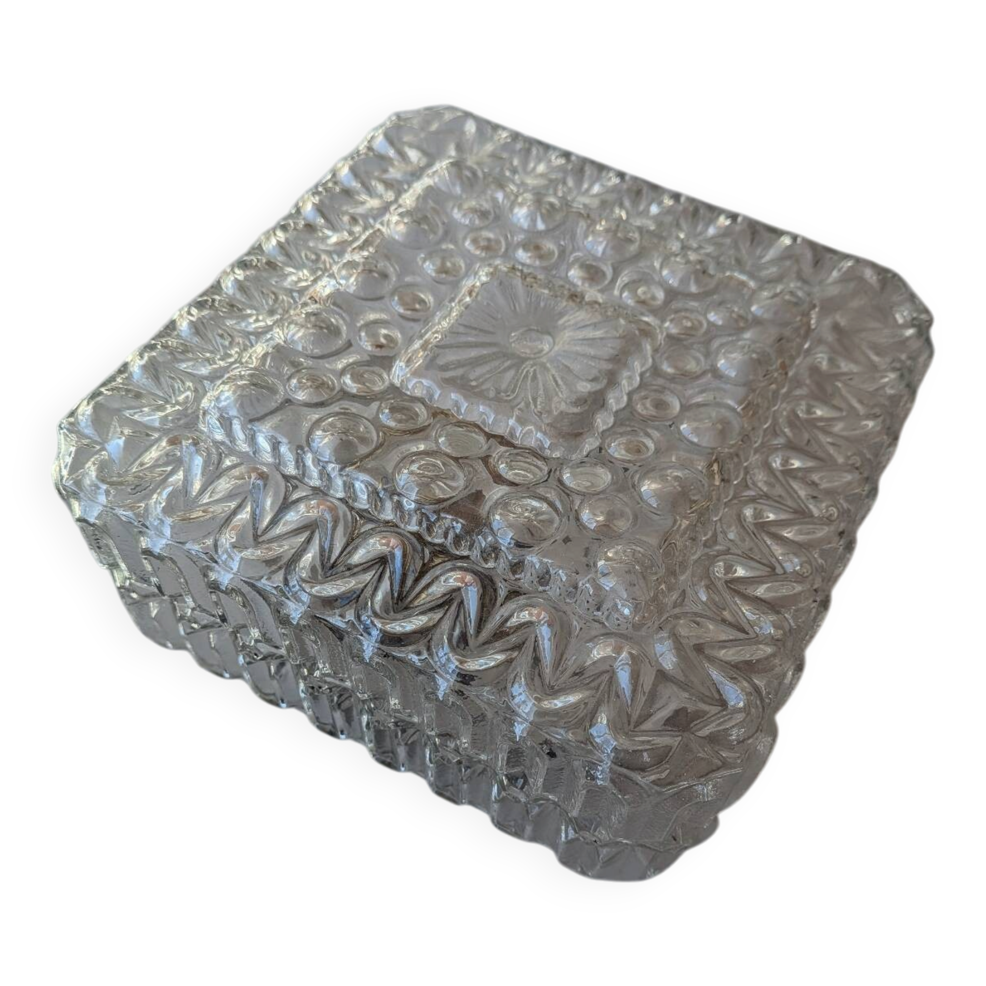 Pressed glass wall light