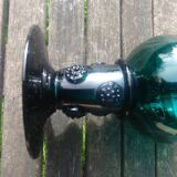 Six Roemer glasses in green blown crystal with "pastilles" decoration
