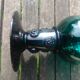 Six Roemer glasses in green blown crystal with "pastilles" decoration