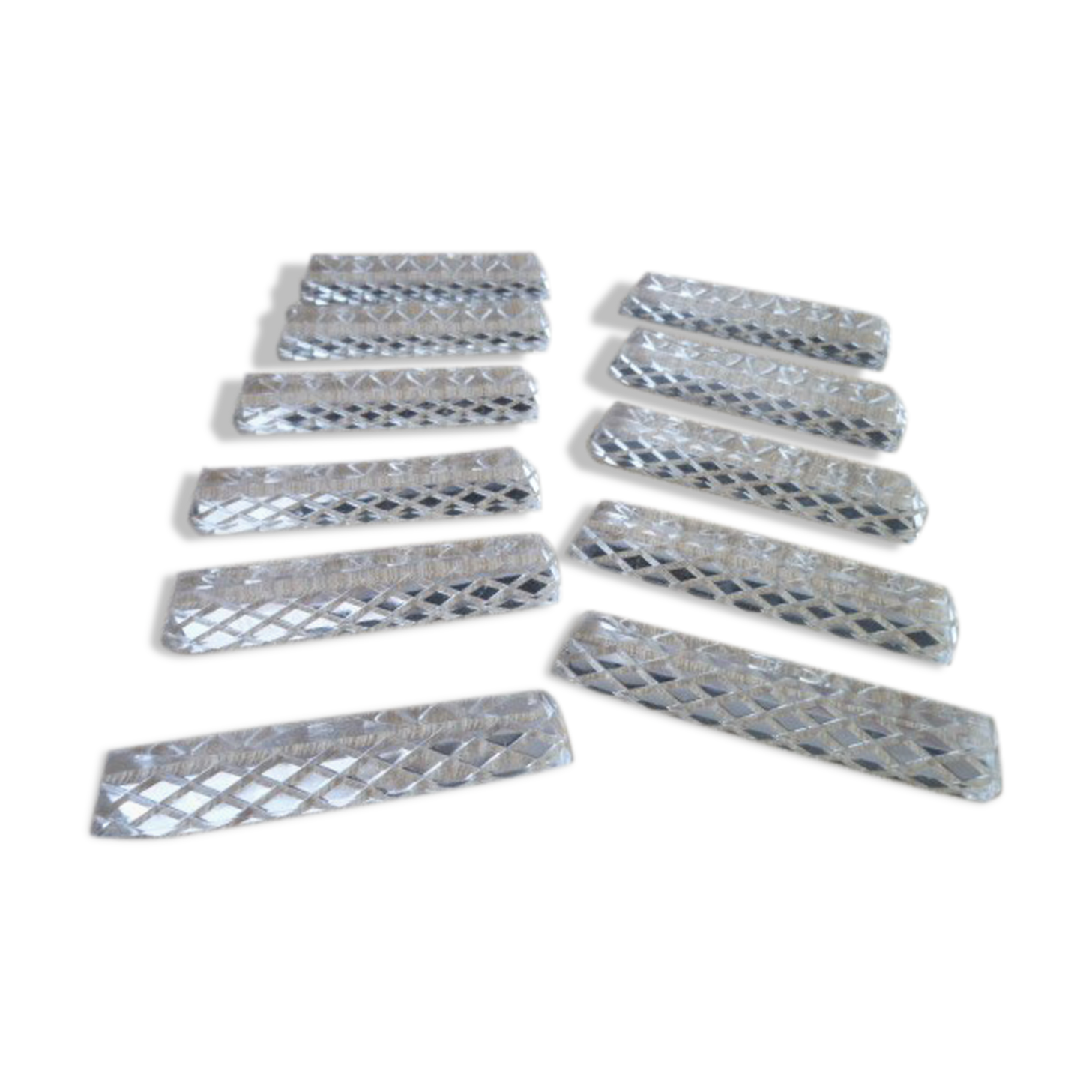 Set of 11 lead crystal knife holders