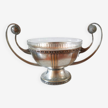 Fruit cup silver metal and art deco glass Italy