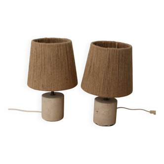2 lampes pierre avec abat-jour corde 320mm