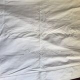 Drap ancien brodé monogramme DF