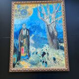 Oil on canvas framed after the work Buddha by Odilon Redon 100cm