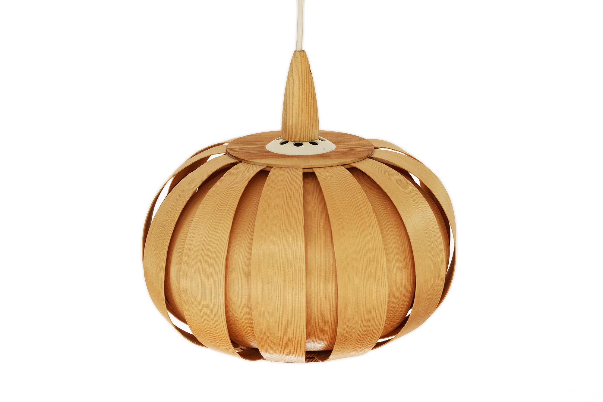 Pine veneer pendant light, Sweden 1970
