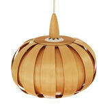 Pine veneer pendant light, Sweden 1970