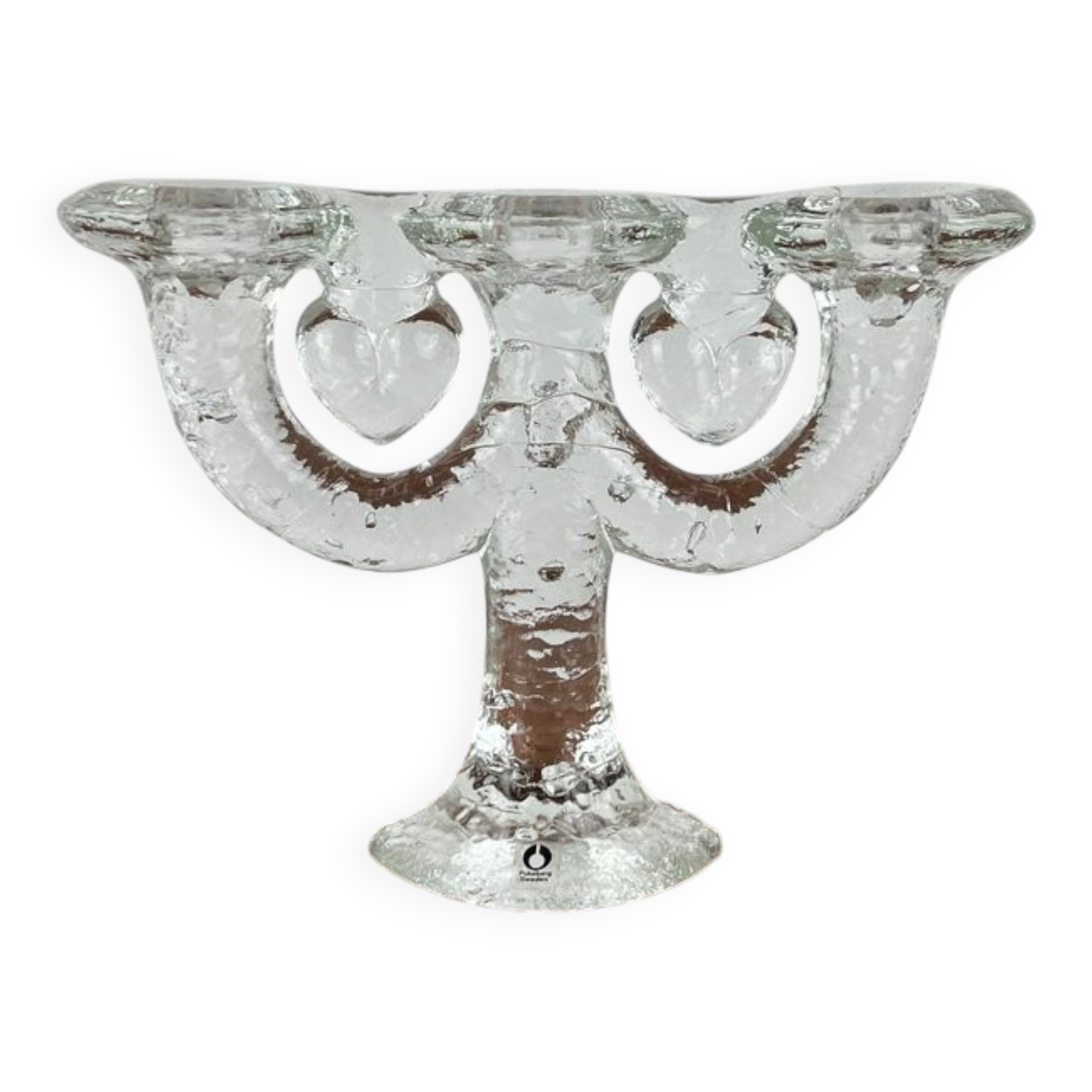 Vintage Swedish glass candlestick from Pukeberg, 1970s