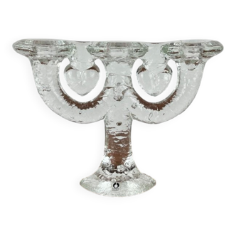 Vintage Swedish glass candlestick from Pukeberg, 1970s