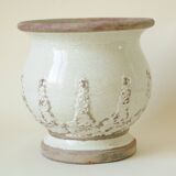 Beige glazed terracotta planter cache pot