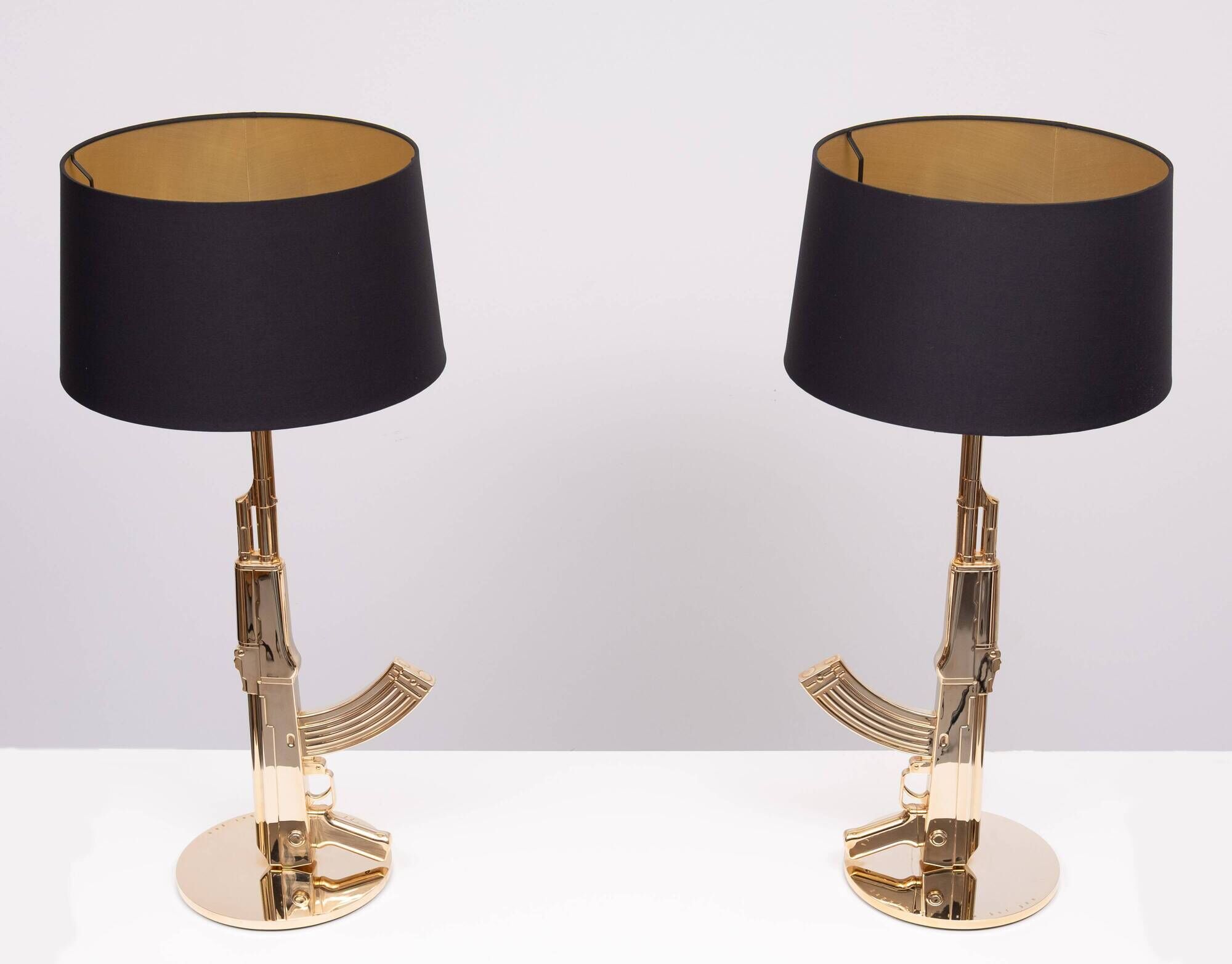 Original set of 2 Flos AK 47 Kalashnikov Table Gun Lamps by Philippe Starck