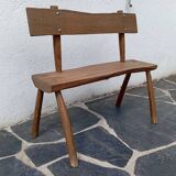 Small brutalist children's bench in elm and oak