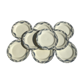 9 flat plates Terre de Fer Salins marine décor Yvonne
