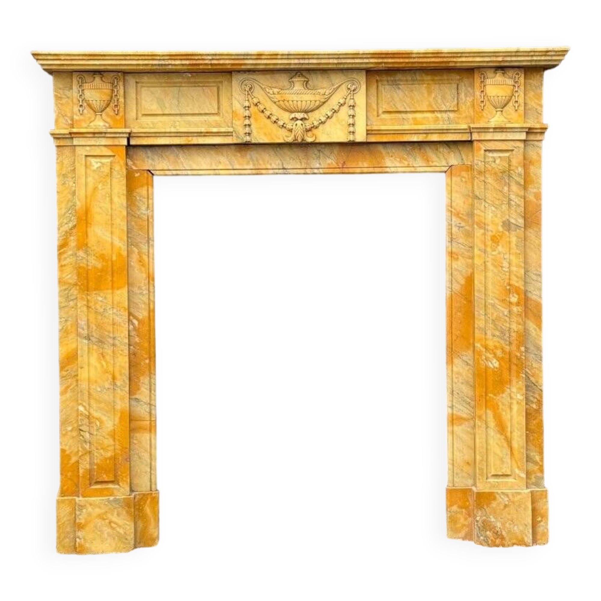 Louis XVI Style Fireplace In Yellow Siena Marble Circa 1880