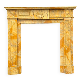 Louis XVI Style Fireplace In Yellow Siena Marble Circa 1880