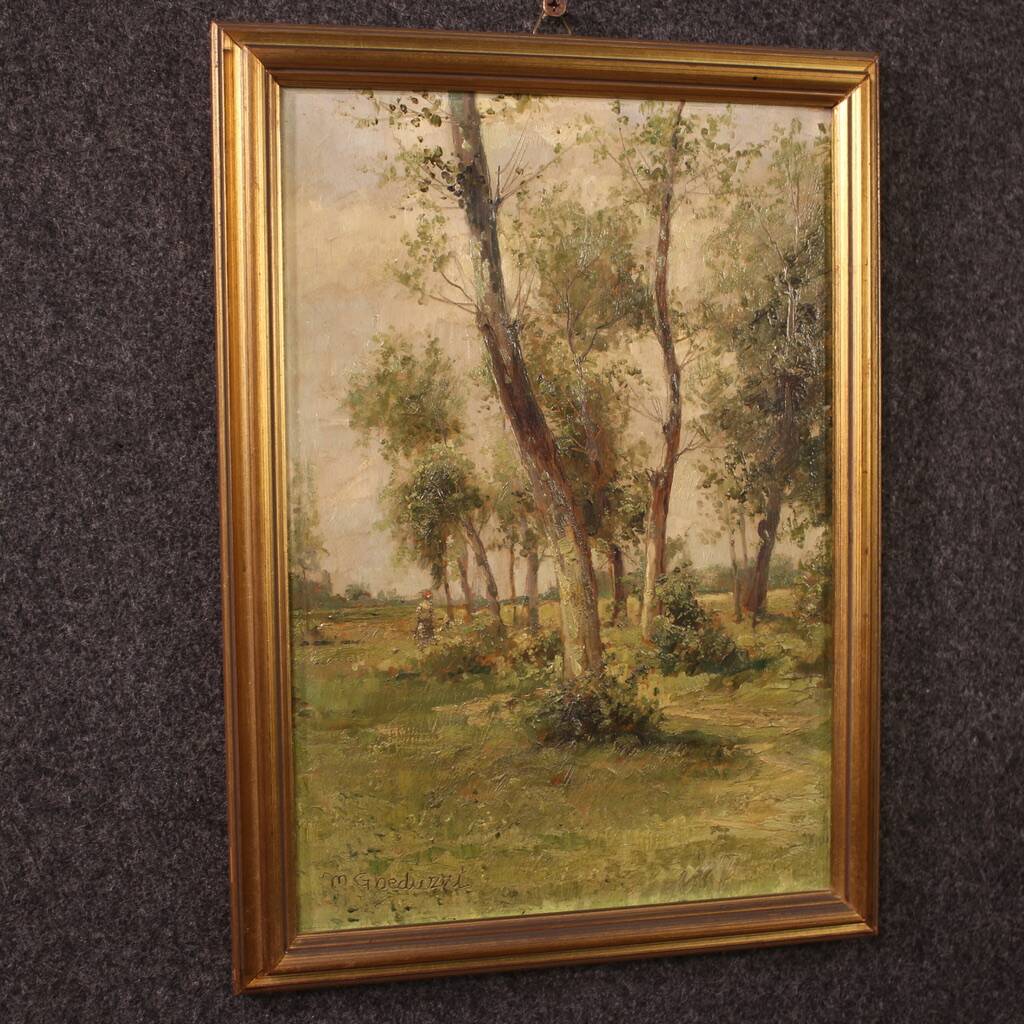 Painting landscape signed by M. Gheduzzi from the 40s