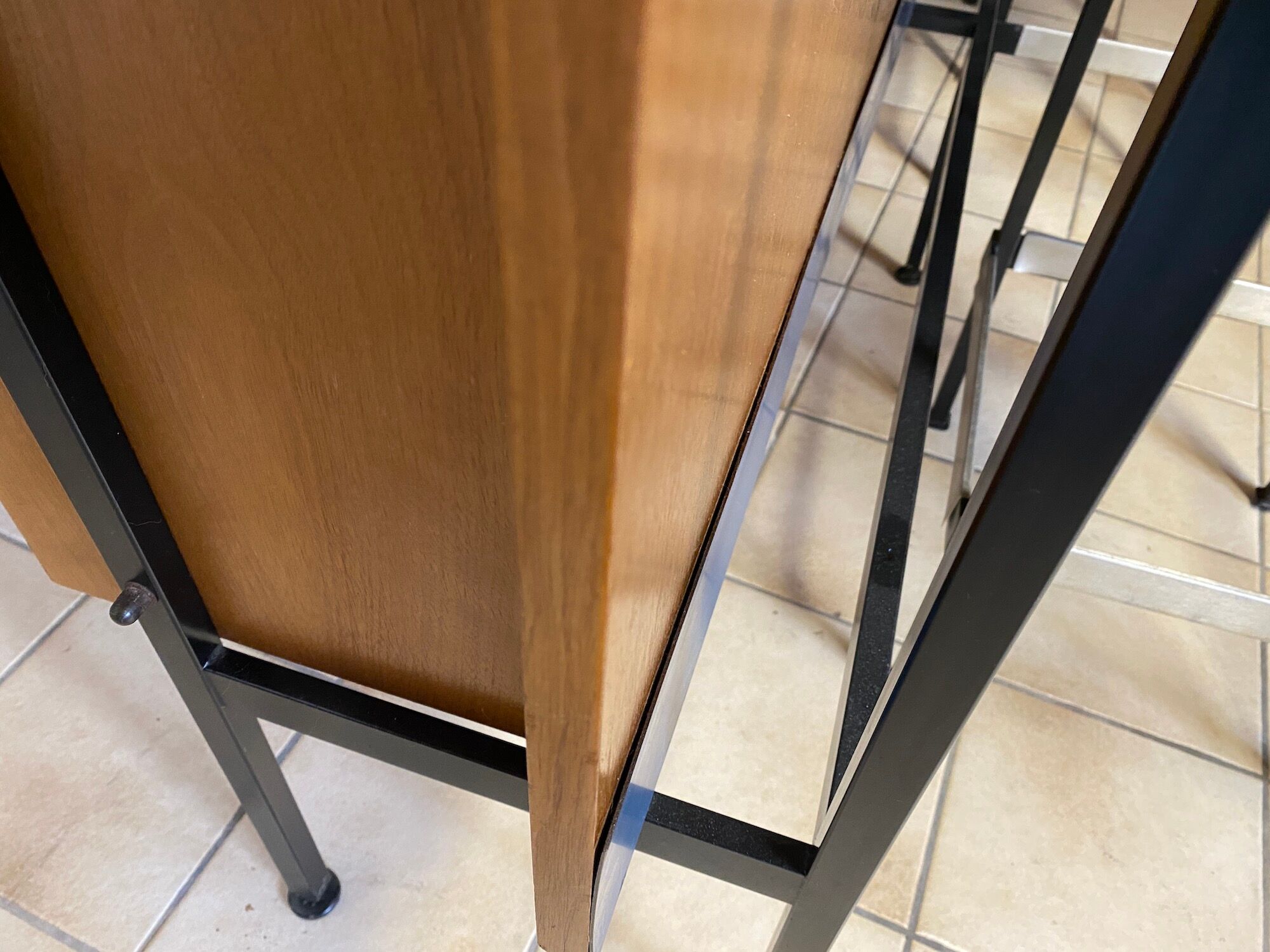 Vintage teak and formica bar with stool