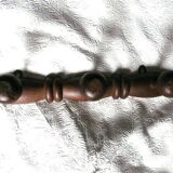 Vintage wooden wall coat rack with 3 hooks.