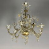 Venetian chandelier rezzonico in gilded Murano glass circa 1920