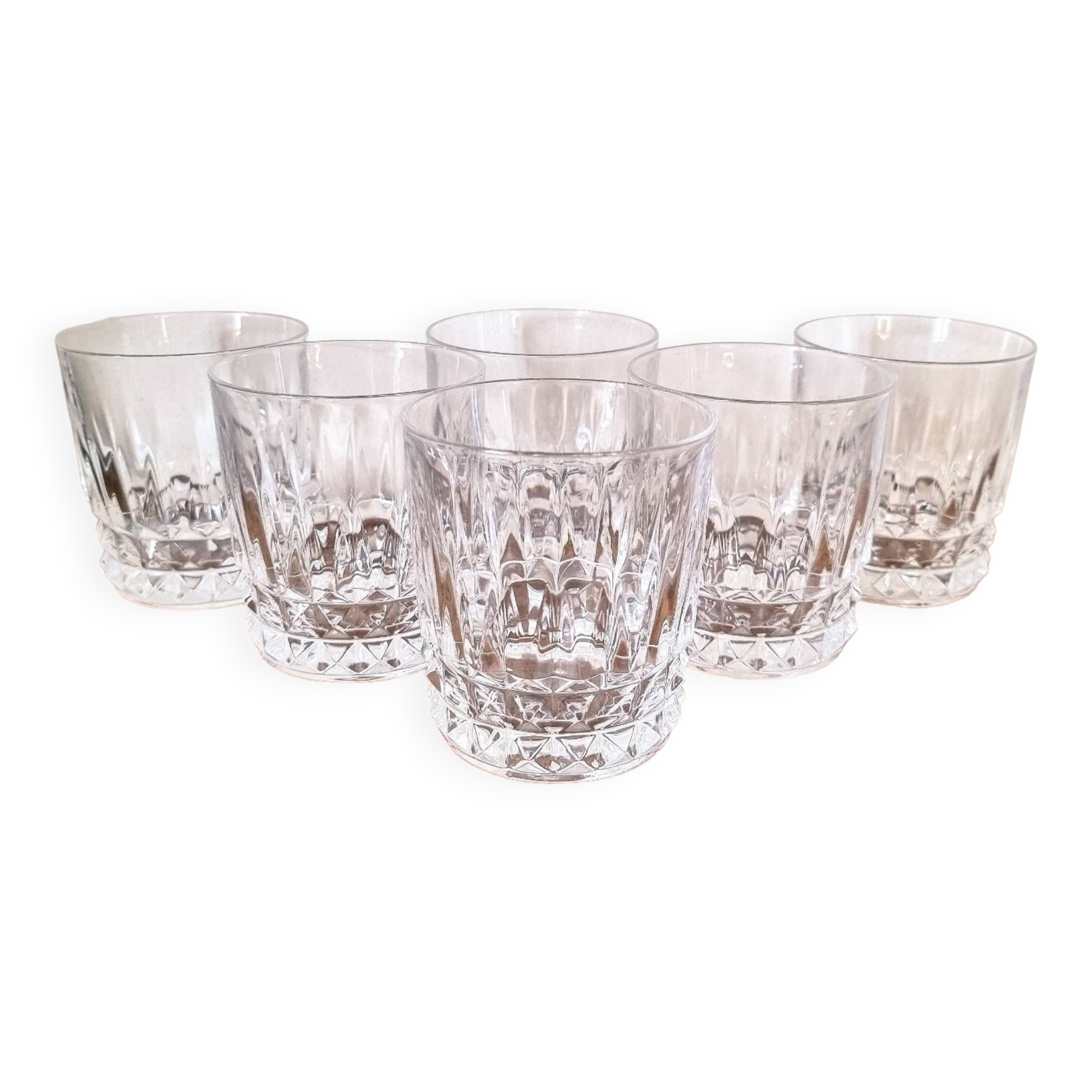 6 crystal water/whiskey glasses