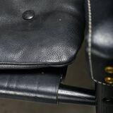 Arne Norell Sirocco Safari Lounge Chair in Black Leather and Stained Ash