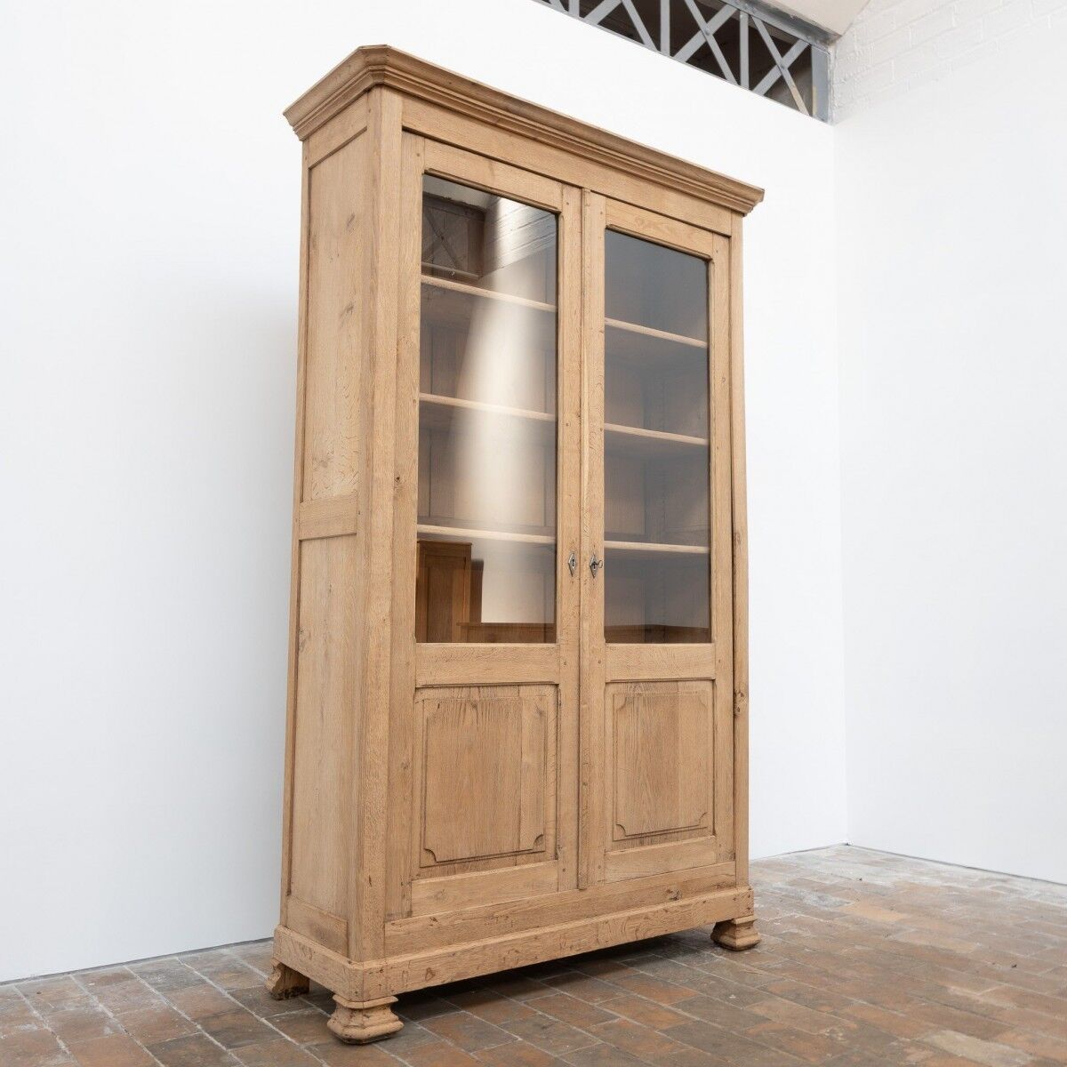 Large glass-fronted oak library – 19th century