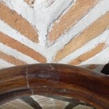 Vintage round bamboo mirror from the 1970s