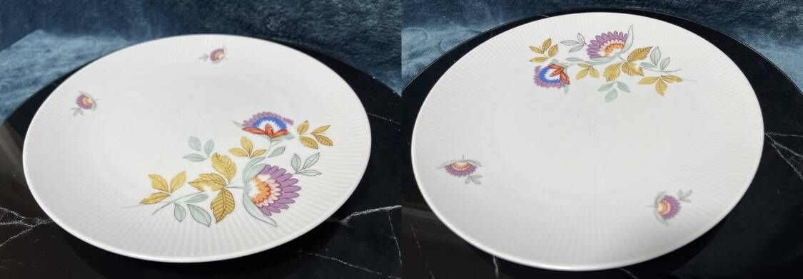 2 flat plates in white porcelain Seltmann Weiden, Bavaria, W. Germany